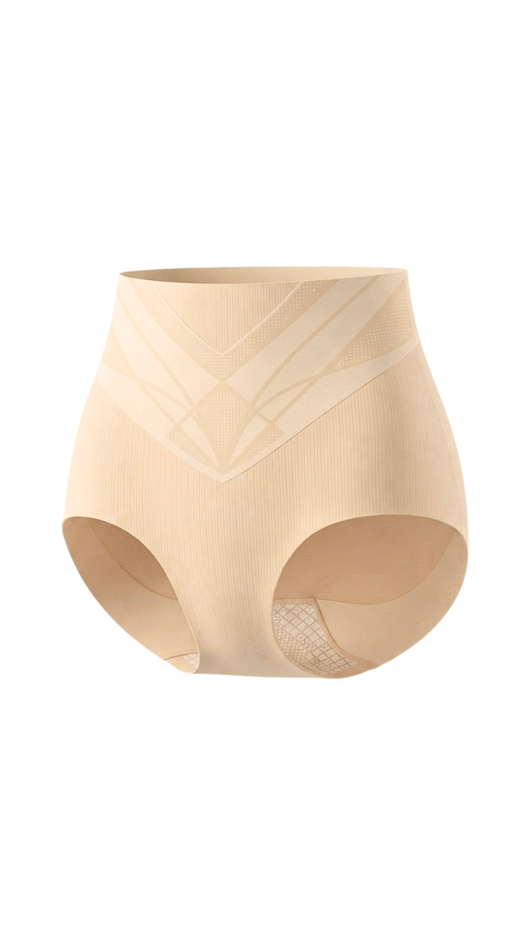 Vhisper Vears Ribbed High-Waisted Tummy Control Briefs – Seamless Geometric Contrast Shaping Panty