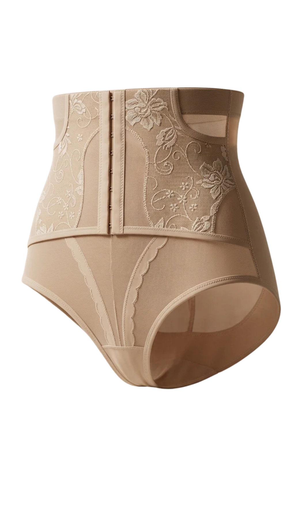Vhisper Vears Premium Floral Lace Corset Shaper Panty – Adjustable Hook High-Waisted Tummy Control Briefs for Women