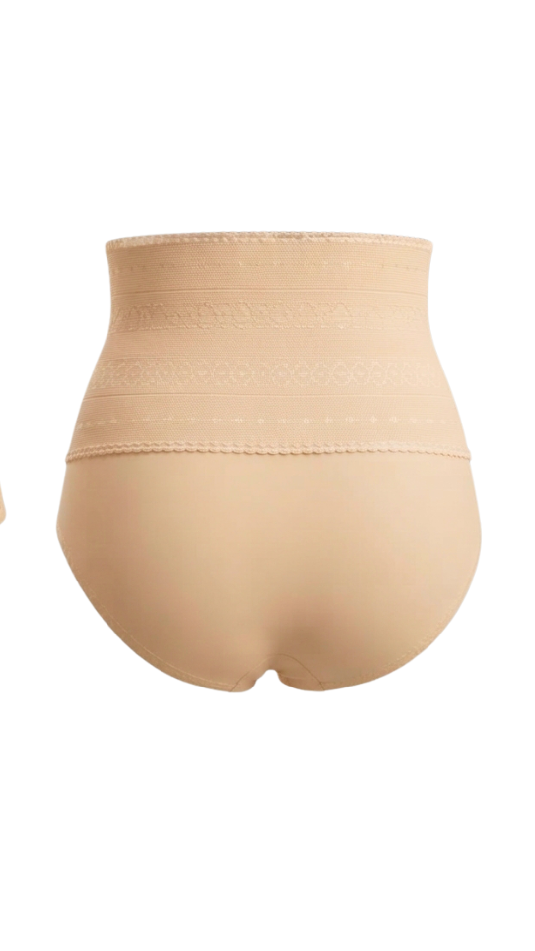Vhisper Vears Lace-Trimmed High-Waisted Mesh Tummy Control Briefs – Elegant Nude Shaper Panty