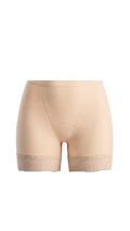 Vhisper Vears High-Waisted Anti-Chafing Lace-Trimmed Shaper Shorts – Nude Tummy Control