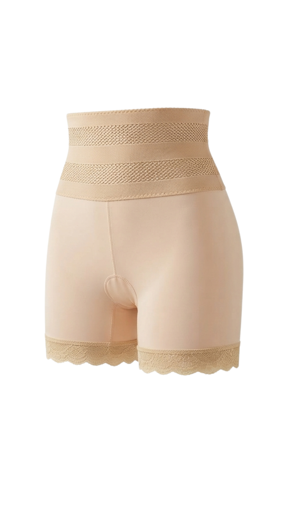Vhisper Vears Textured High-Waisted Mesh Anti-Chafing Shaper Shorts – Nude Tummy Control