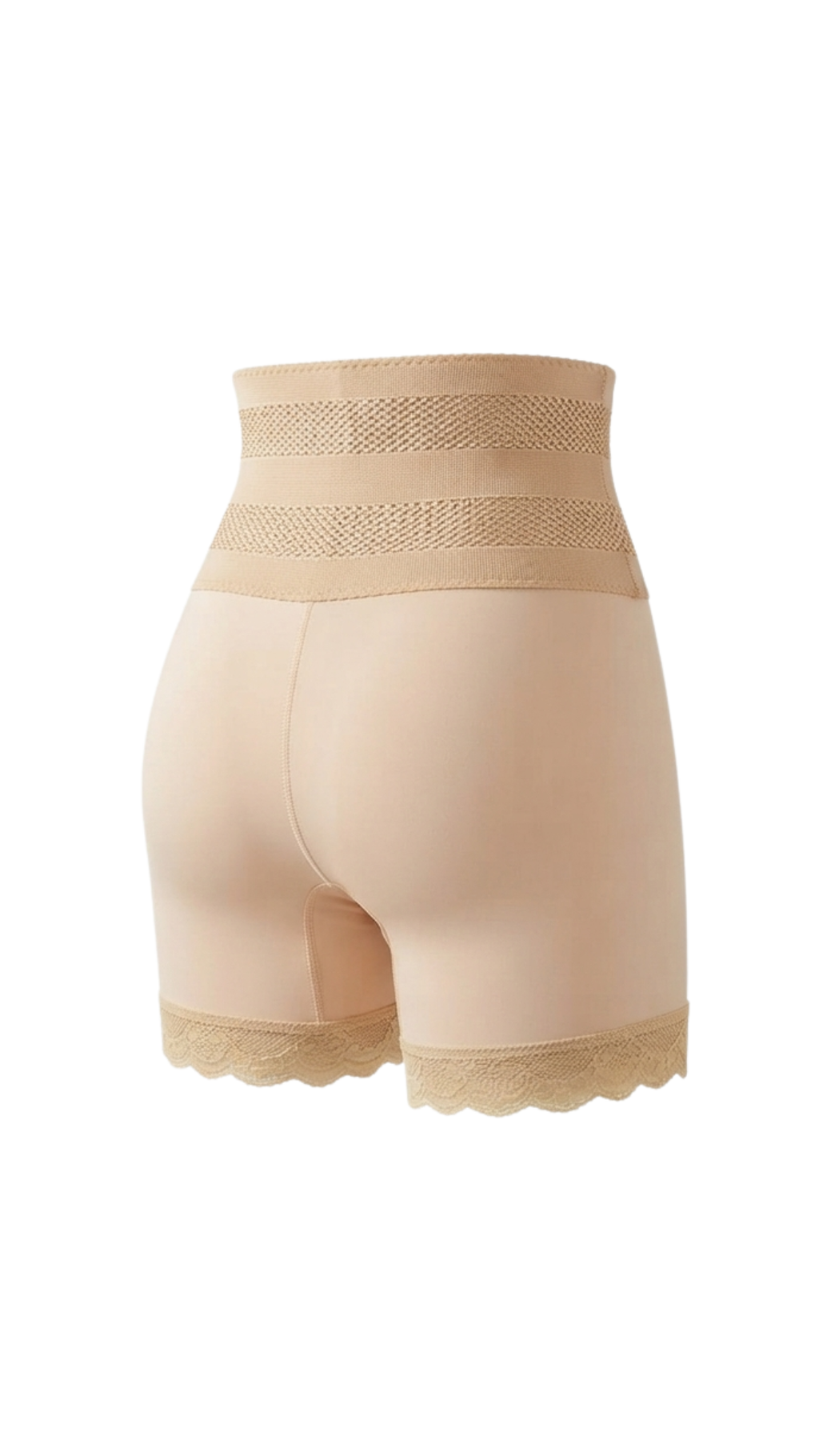 Vhisper Vears Textured High-Waisted Mesh Anti-Chafing Shaper Shorts – Nude Tummy Control