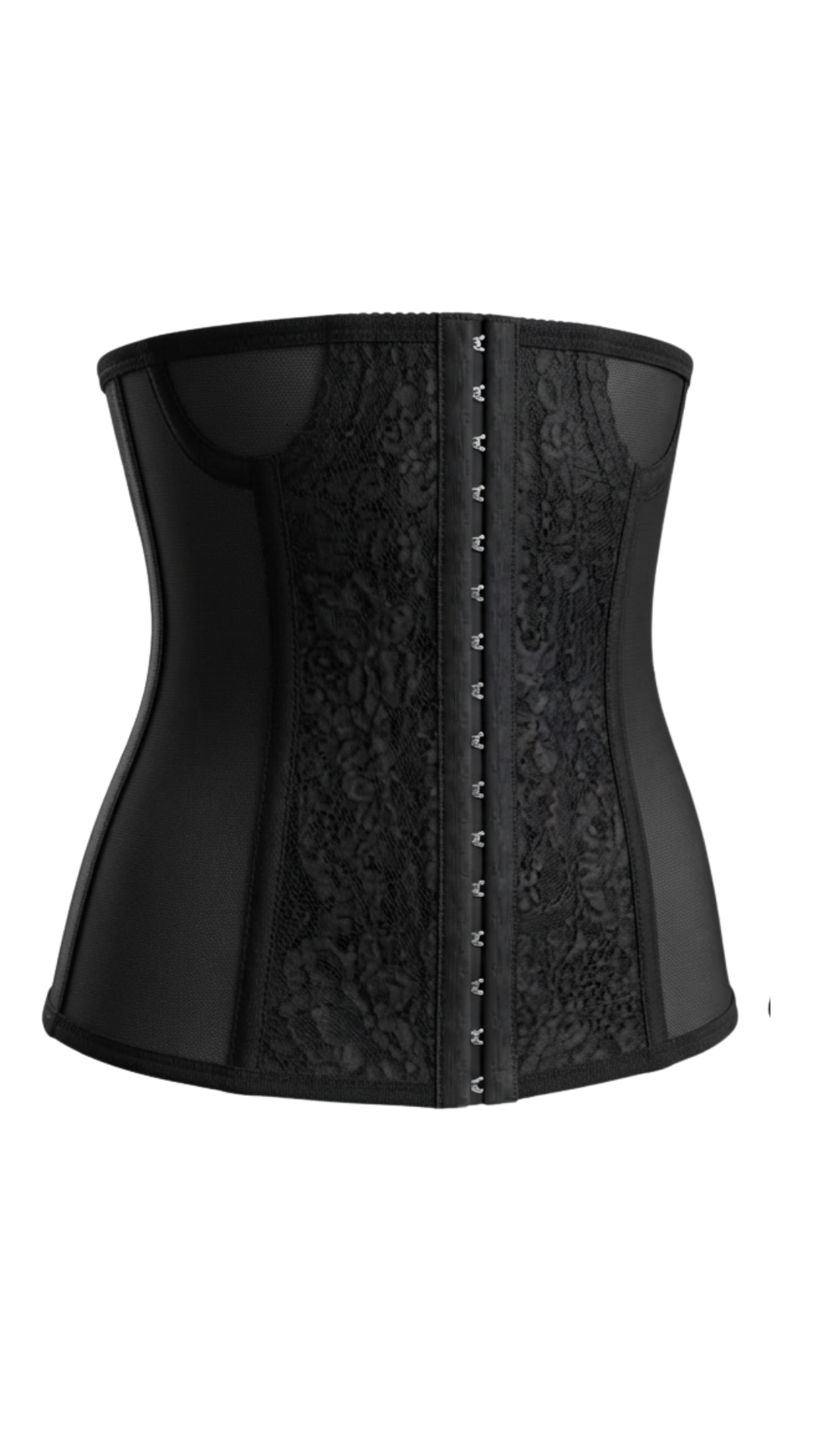 Vhisper Vears Floral Lace Steel-Boned Waist Trainer Corset – Hook & Eye Black Shaper Cinch