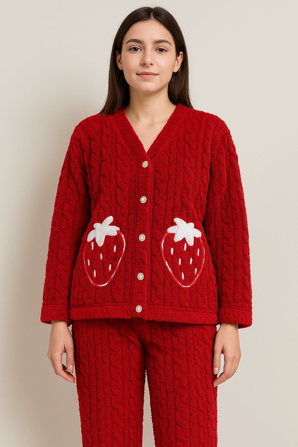 Strawberry Delight Fluffy Pajama Set image 0