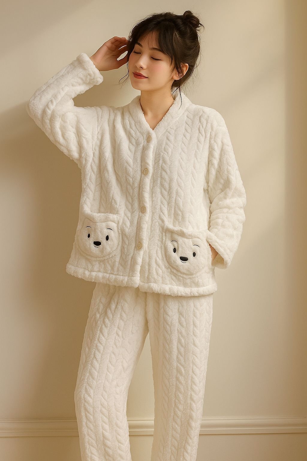 Fluffy Polar Bear Pajama Set image 0