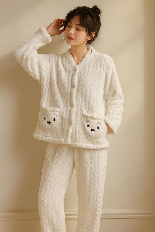 Fluffy Polar Bear Pajama Set image 0