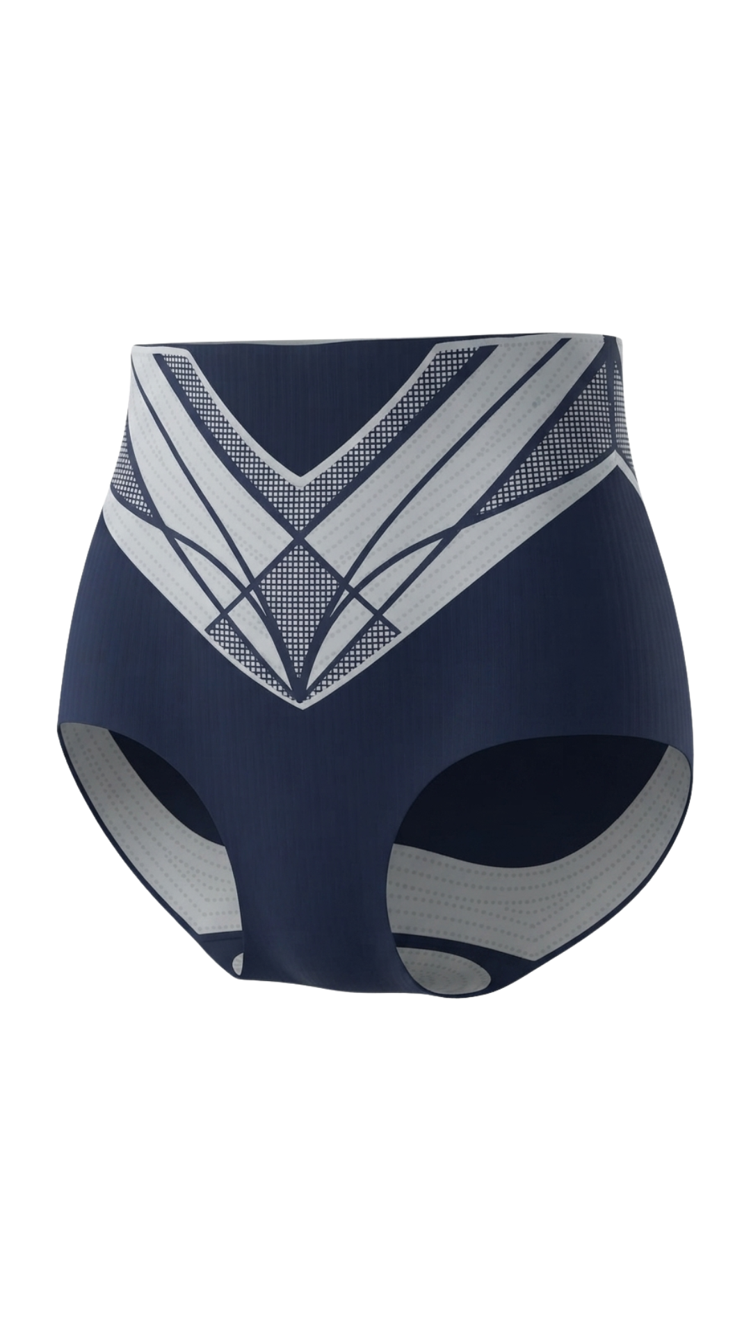 Vhisper Vears Ribbed High-Waisted Tummy Control Briefs – Seamless Geometric Contrast Shaping Panty