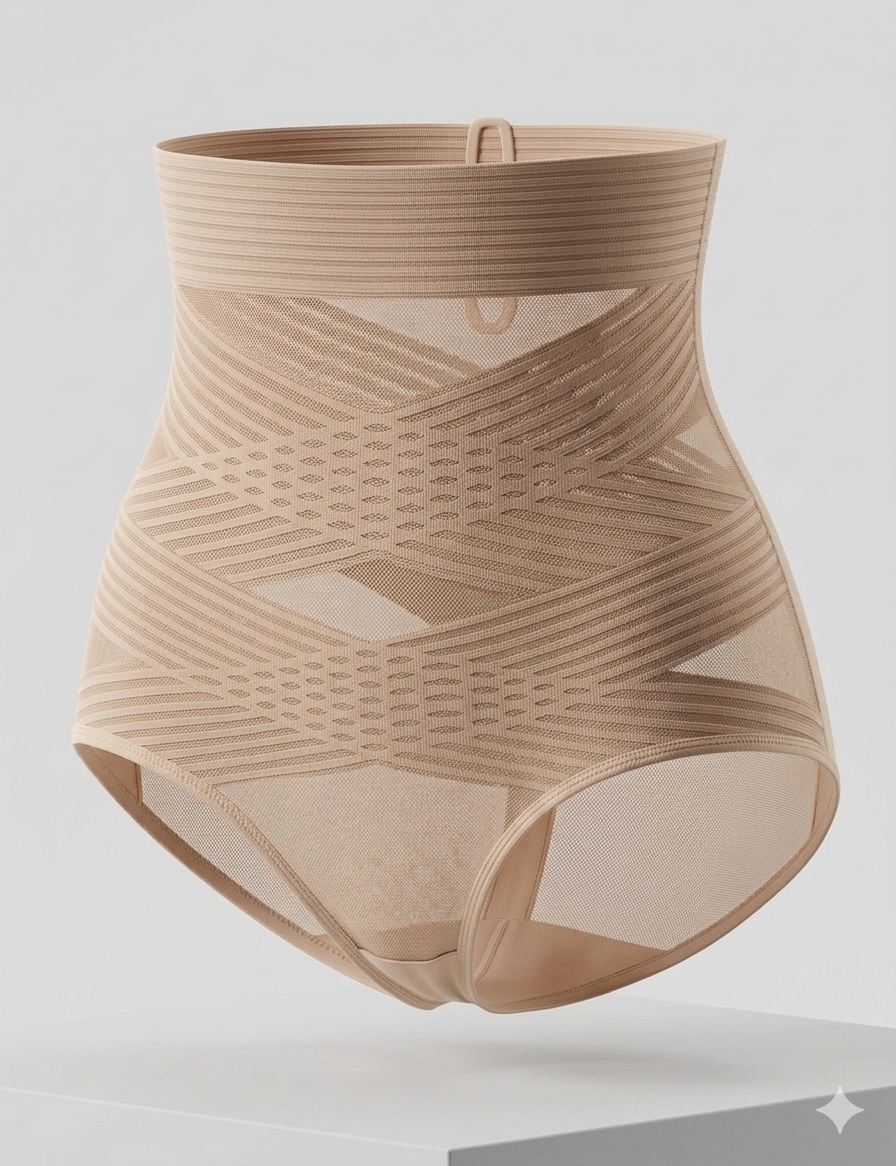 Vhisper Vears X-Band Cross-Compression Shaping Panty – High-Waisted Mesh Tummy Control Briefs