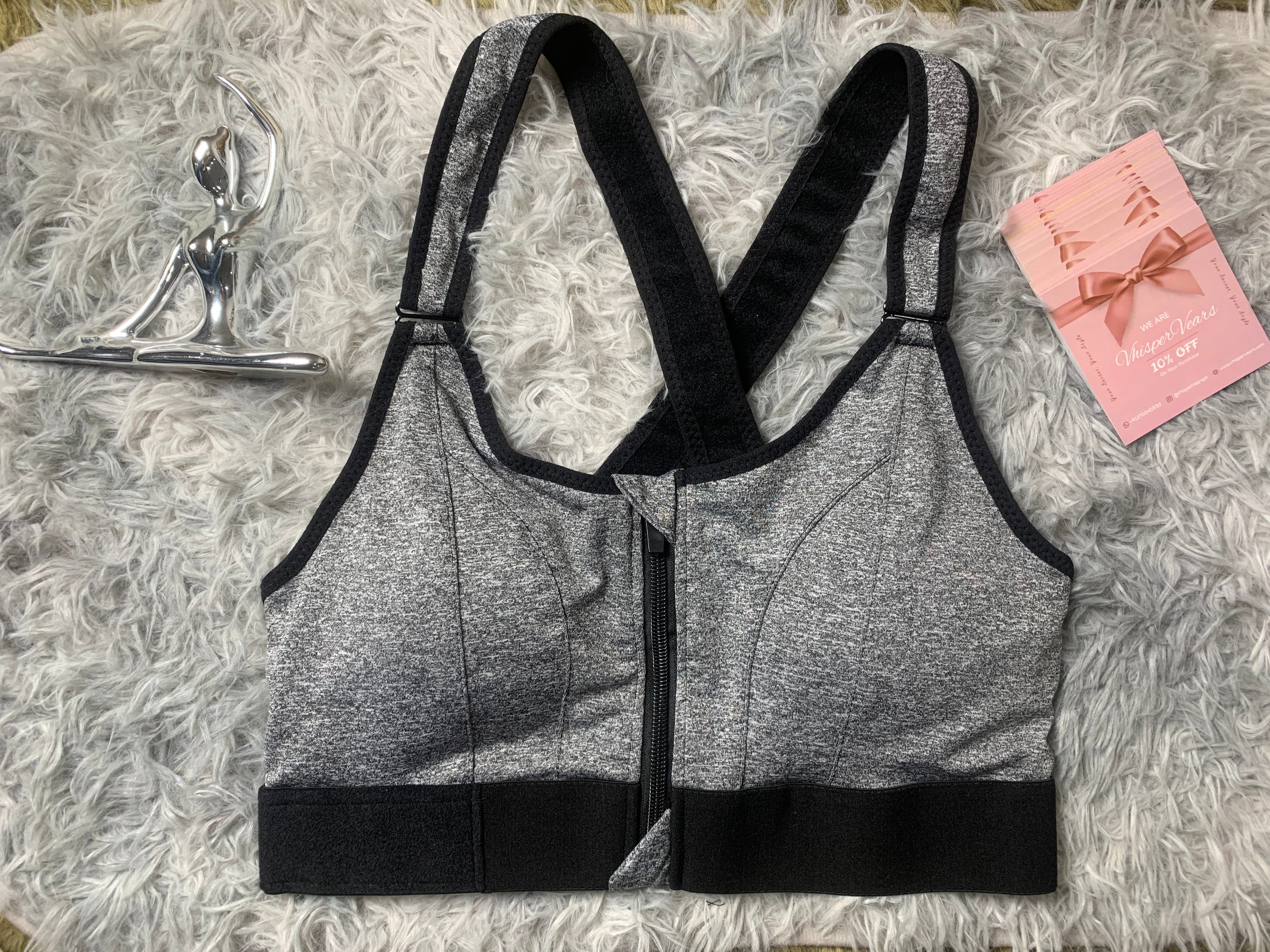 Vhisper Vears High-Impact Front-Zip Sports Bra | Adjustable Support