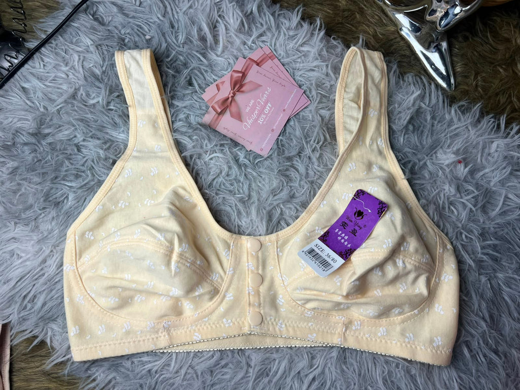 Vhisper Vears Cotton Floral Print Front-Button Bra for Women, Brides, and Everyday Comfort