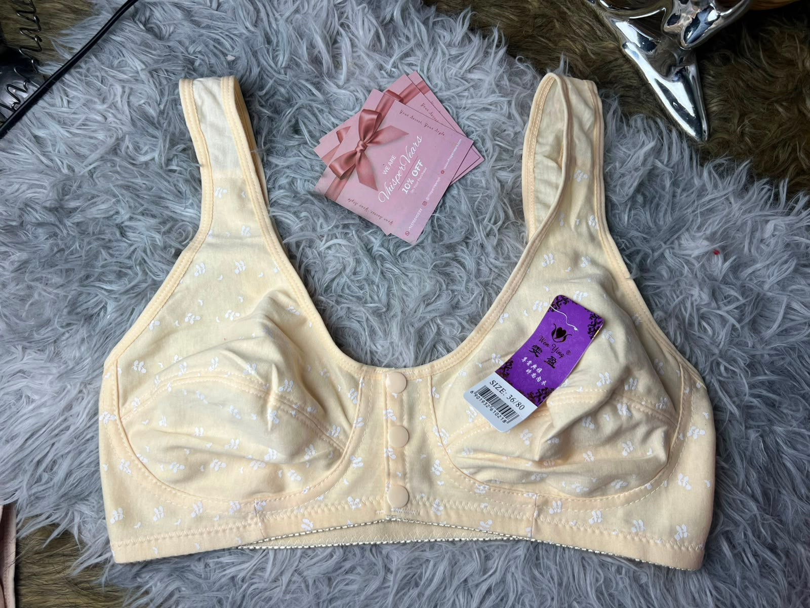 Vhisper Vears Cotton Floral Print Front-Button Bra for Women, Brides, and Everyday Comfort