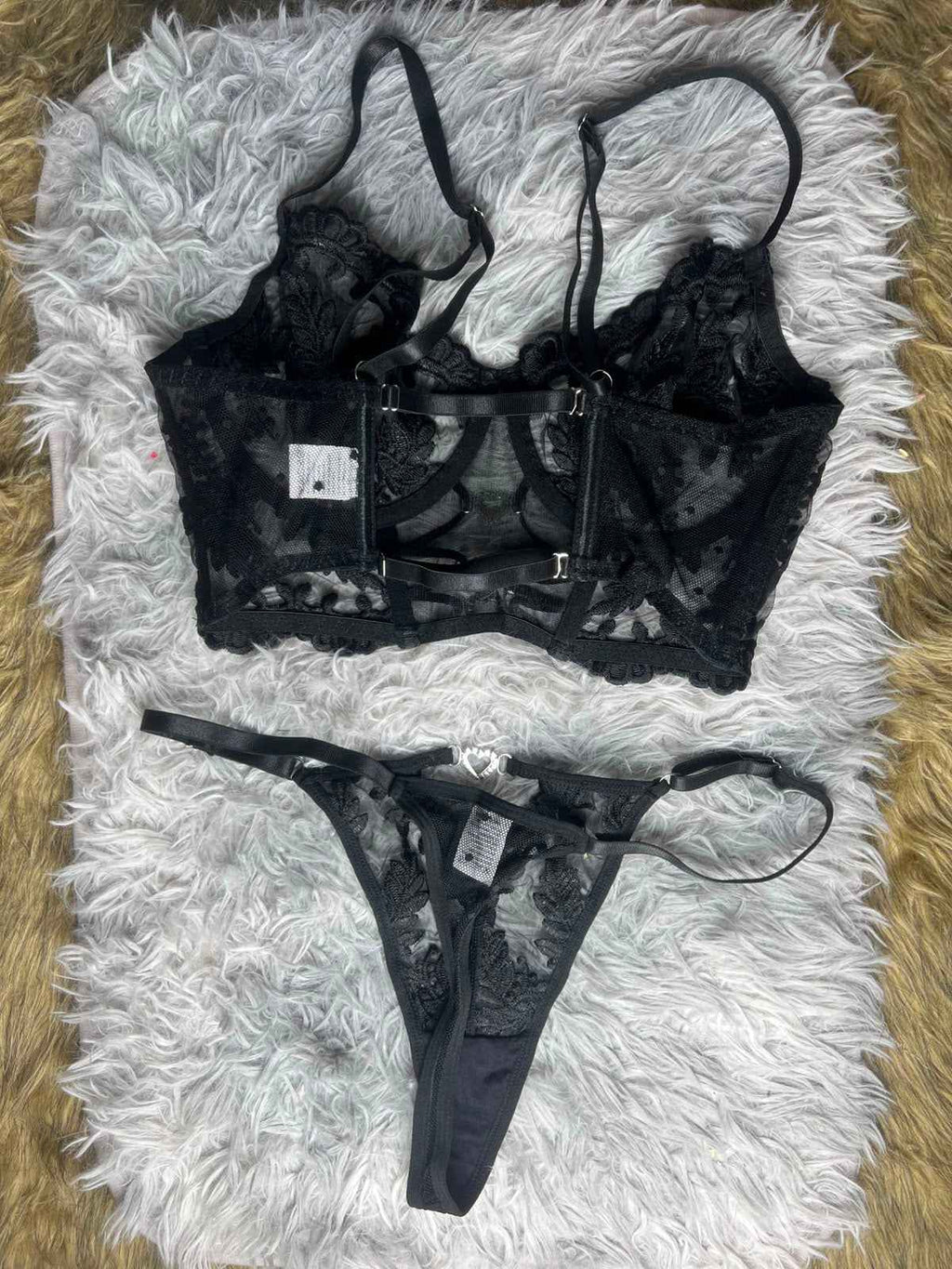Black Lace Bra & Matching Thong Set for Women | Elegant Everyday & Bridal Lingerie