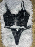 Black Lace Bra & Matching Thong Set for Women | Elegant Everyday & Bridal Lingerie