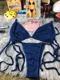 Vhisper Vears Luxury Tie-Side Triangle Bralette and Brief Lingerie Set for Women and Brides
