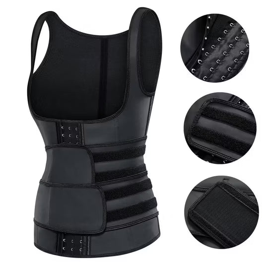Vhisper Vears NeoSweat Triple-Closure Active Sport Vest – High-Compression Latex Sauna Waist Trainer