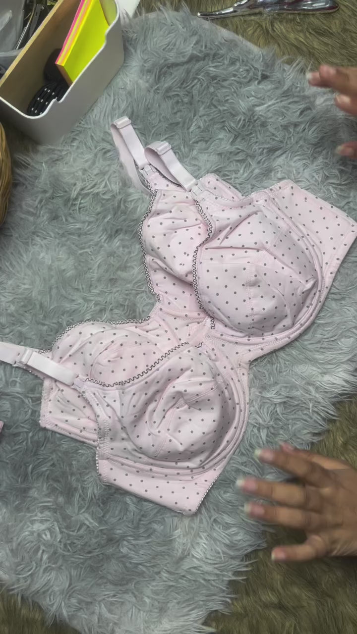 Vhisper Vears Pastel Polka Dot Non-Padded Everyday Bra – Soft Wireless Full Coverage Comfort Bra for Women
