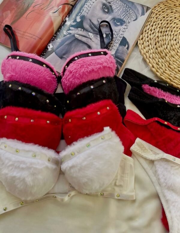 Glitter & Plush Faux Fur Lingerie Set